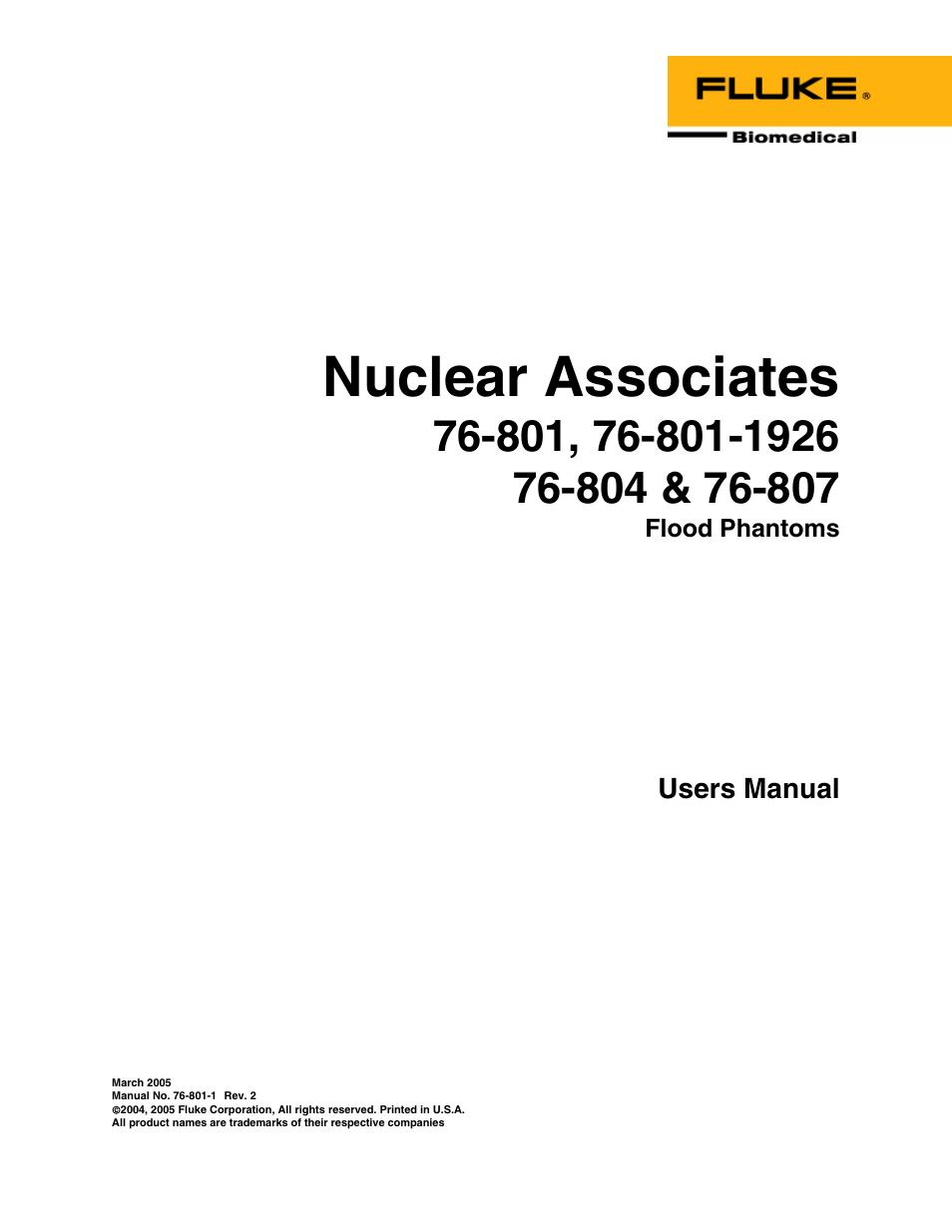 Fluke Biomedical 76-801 User Manual | 8 pages
