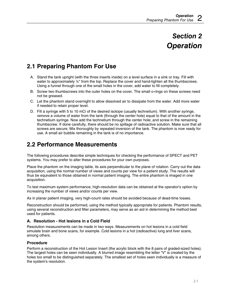 Operation, 1 preparing phantom for use, 2 performance measurements | Fluke Biomedical 76-823 User Manual | Page 7 / 10