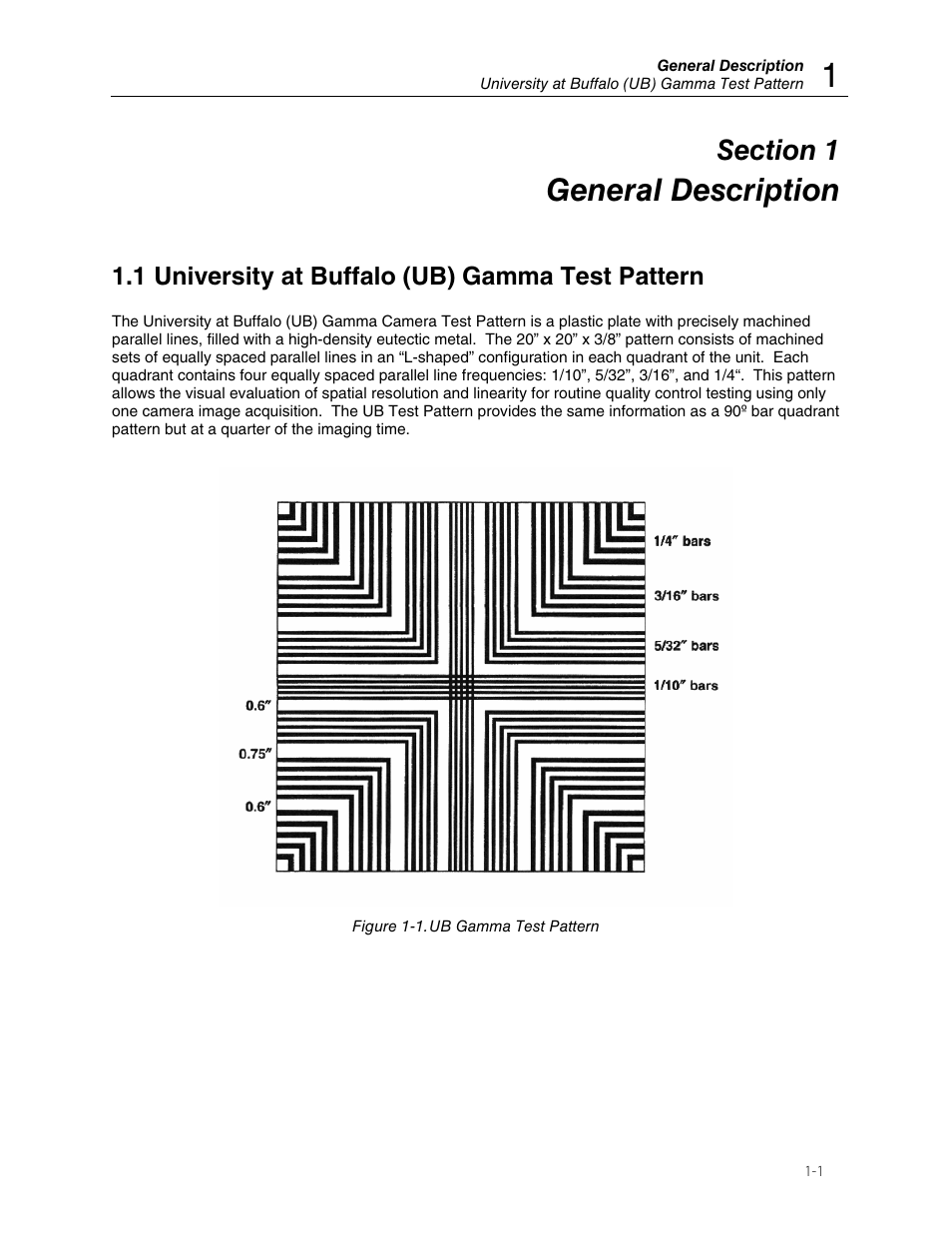 General description, 1 university at buffalo (ub) gamma test pattern | Fluke Biomedical 76-890 User Manual | Page 5 / 8