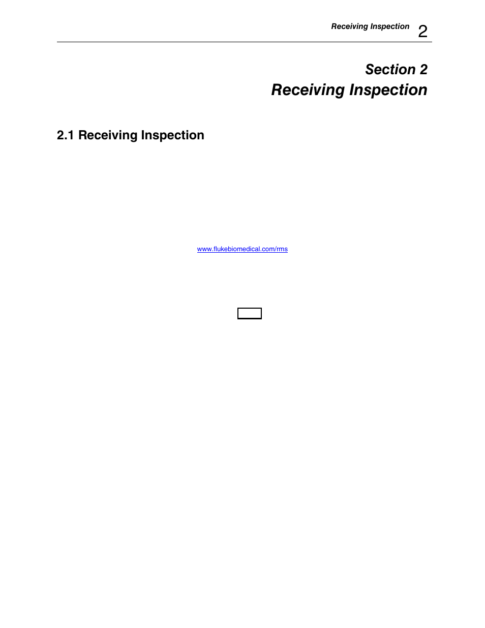 Section 2, 1 receiving inspection, Receiving inspection | Fluke Biomedical 859A-1-72 User Manual | Page 7 / 22