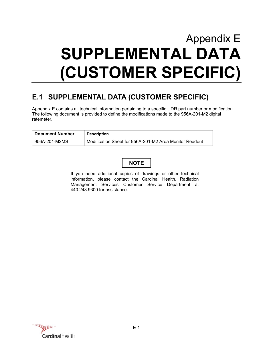 Supplemental data (customer specific), Appendix e | Fluke Biomedical 956A-201-M2 User Manual | Page 109 / 112