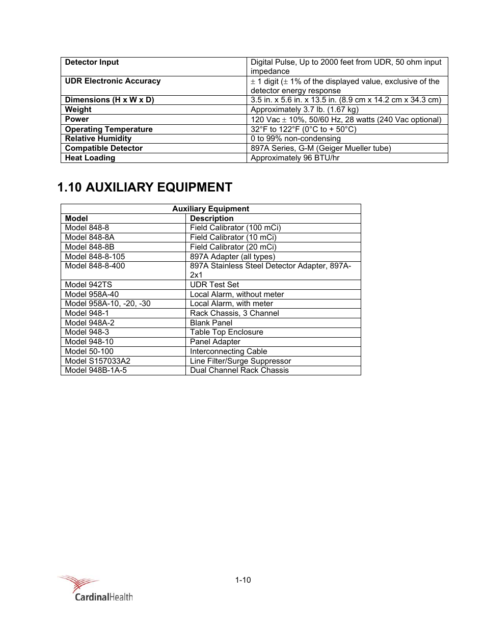 10 auxiliary equipment | Fluke Biomedical 956A-201-M2 User Manual | Page 14 / 112