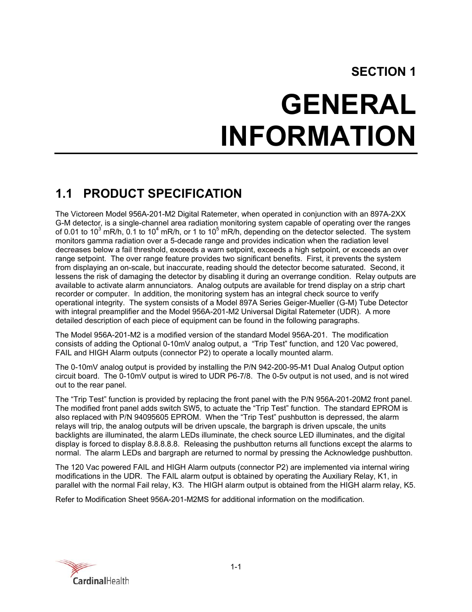 General information, 1 product specification | Fluke Biomedical 956A-201-M2 User Manual | Page 5 / 112