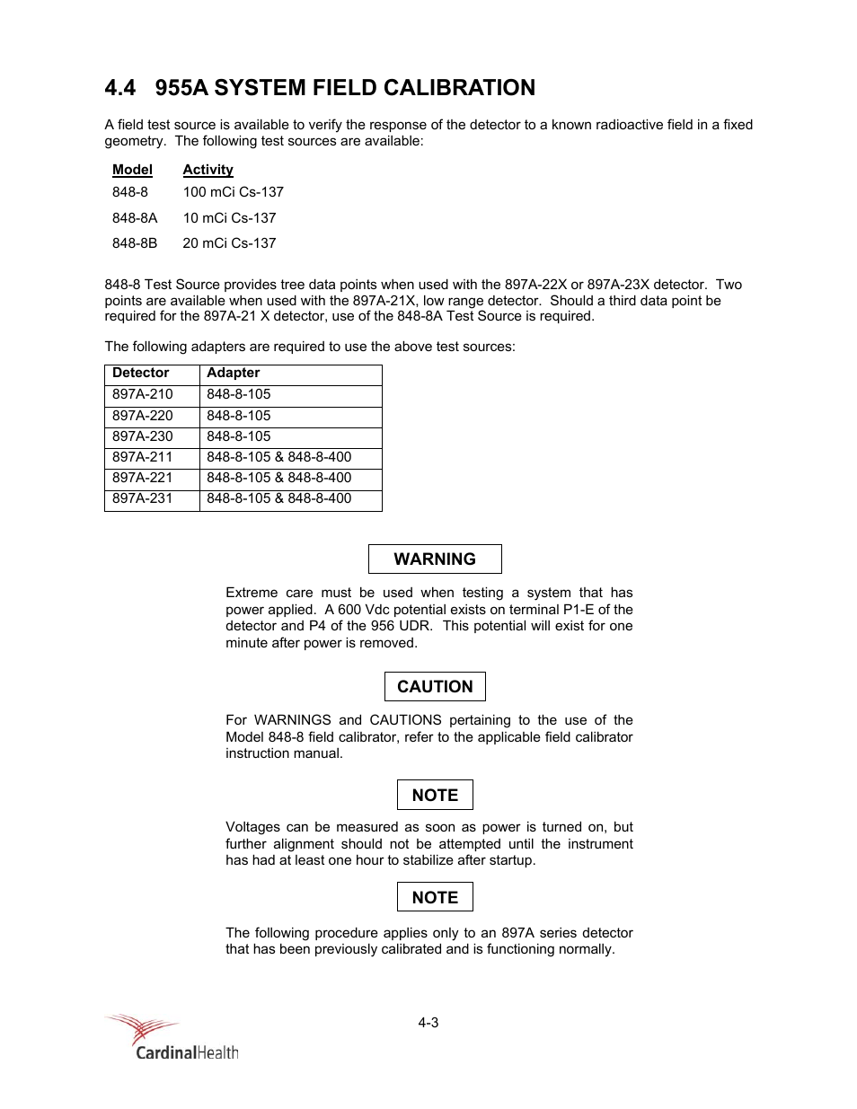 4 955a system field calibration | Fluke Biomedical 956A-201-M2 User Manual | Page 75 / 112