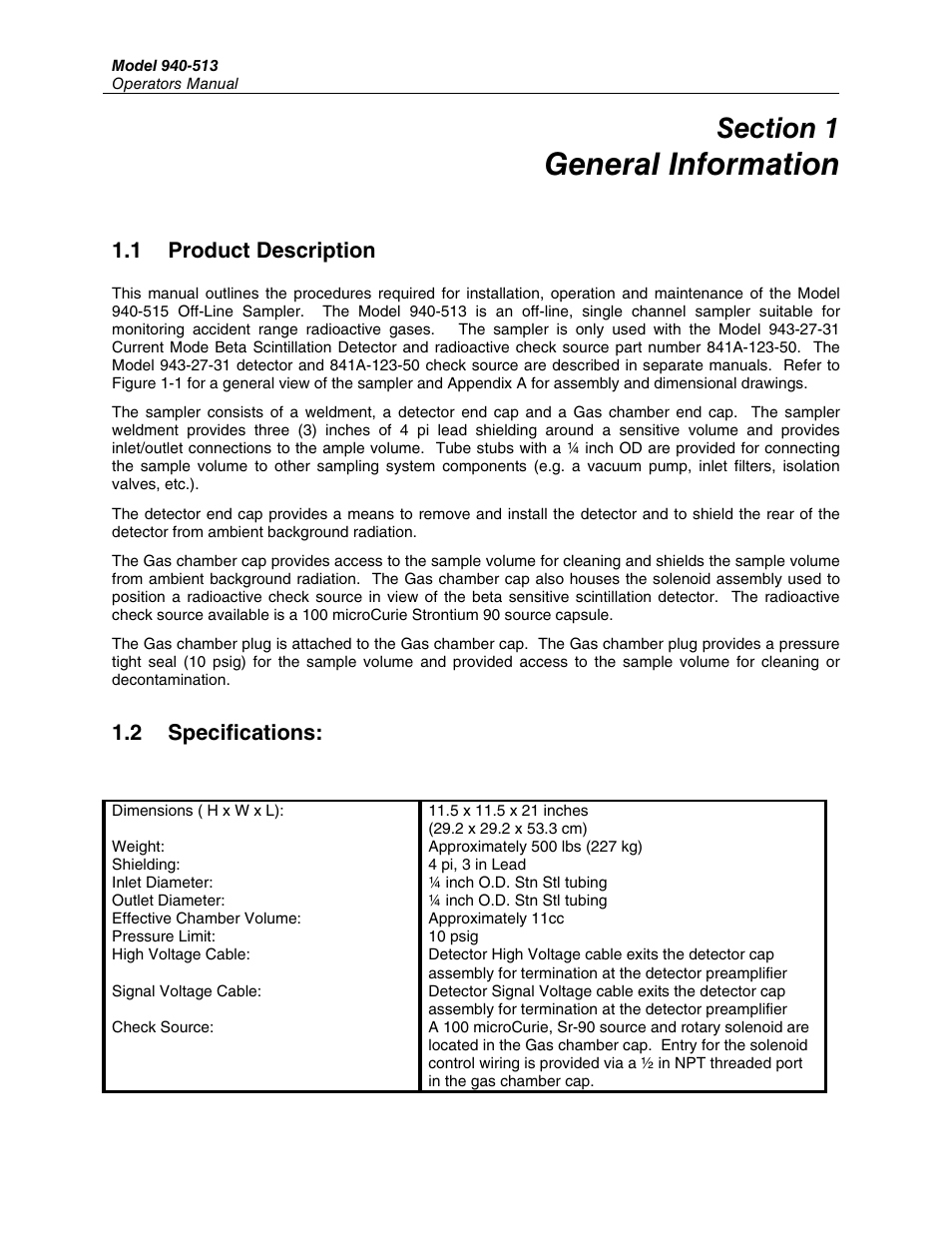 1 product description, 2 specifications, General information | Fluke Biomedical 940-513 User Manual | Page 5 / 26