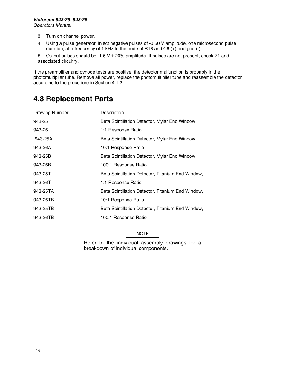8 replacement parts | Fluke Biomedical 943-25 User Manual | Page 18 / 20