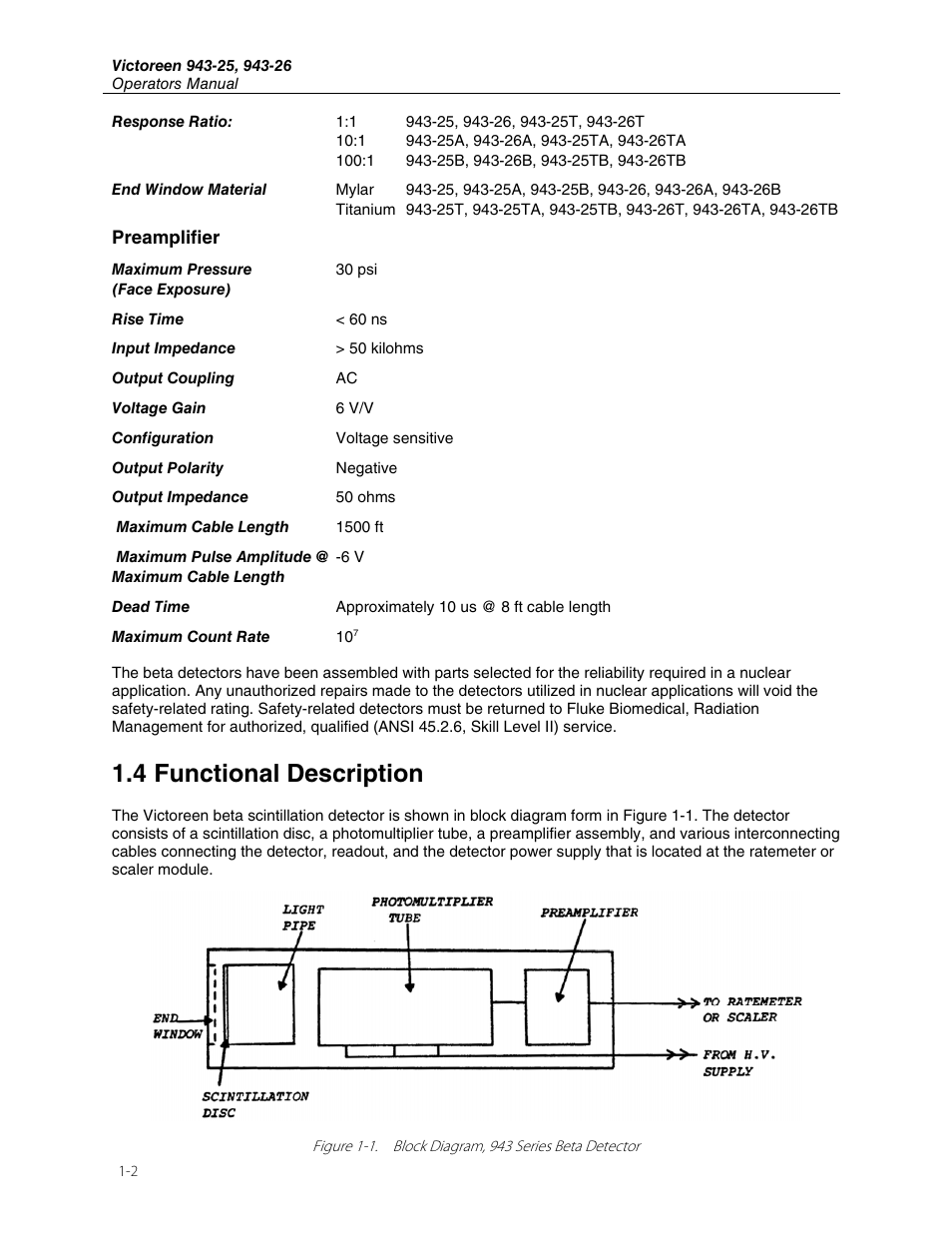 4 functional description | Fluke Biomedical 943-25 User Manual | Page 6 / 20