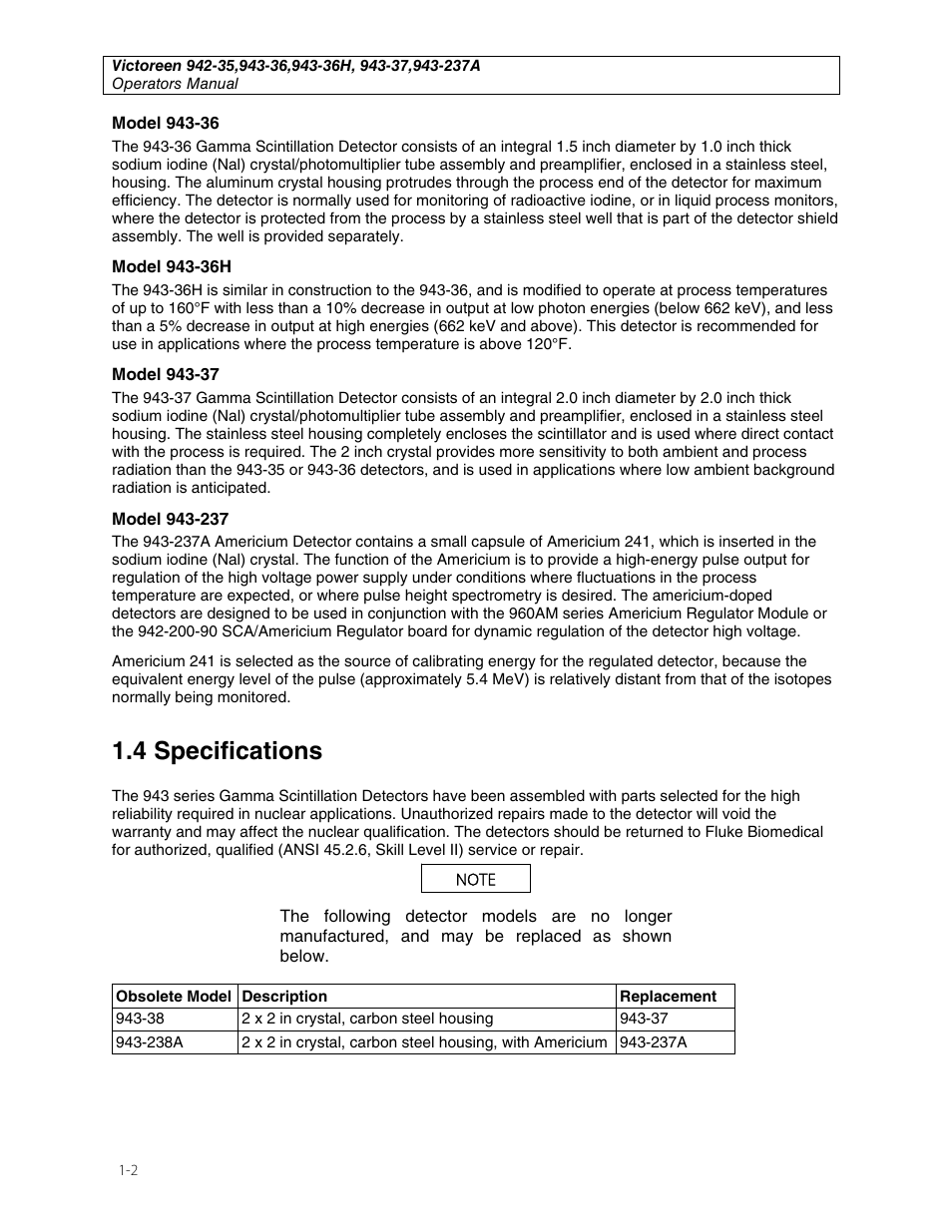 4 specifications | Fluke Biomedical 943-35 User Manual | Page 6 / 22