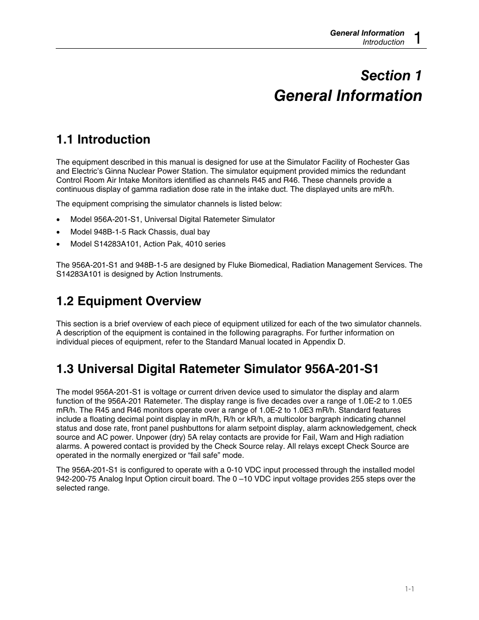 General information, 1 introduction, 2 equipment overview | Fluke Biomedical 956A-201-S1 User Manual | Page 5 / 24