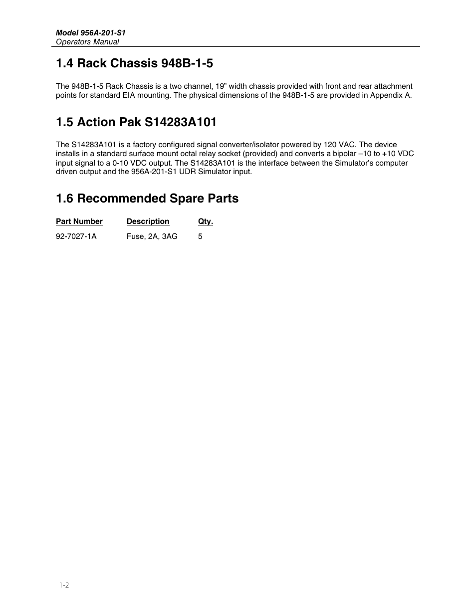 6 recommended spare parts | Fluke Biomedical 956A-201-S1 User Manual | Page 6 / 24