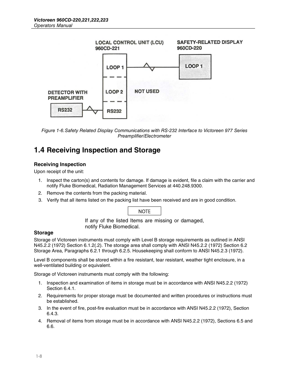 Receiving inspection and storage | Fluke Biomedical 960CD-220 User Manual | Page 12 / 26