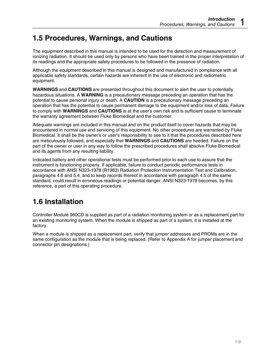 5 procedures, warnings, and cautions, 6 installation | Fluke Biomedical 960CD-220 User Manual | Page 13 / 26