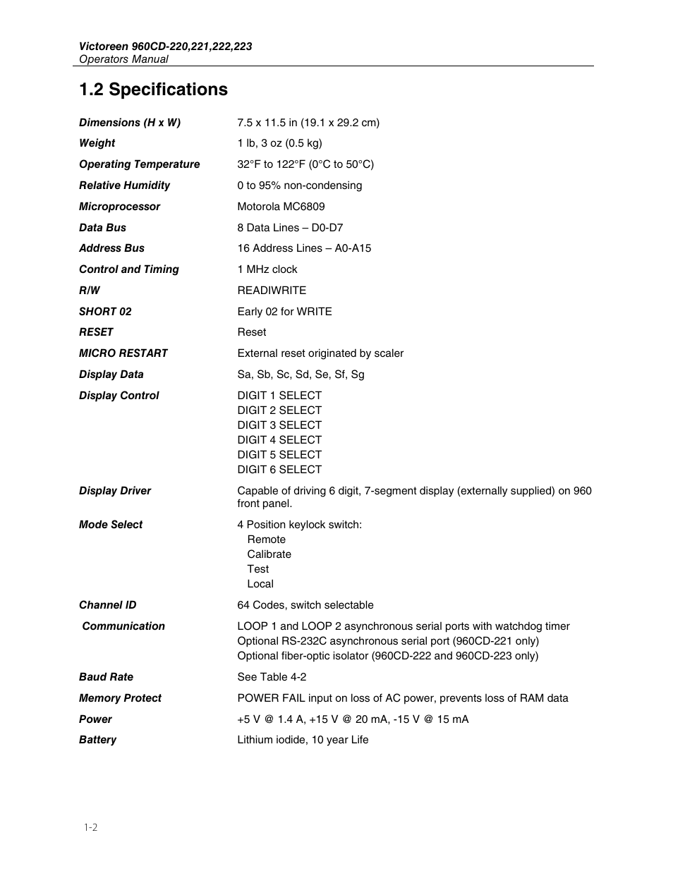 2 specifications | Fluke Biomedical 960CD-220 User Manual | Page 6 / 26