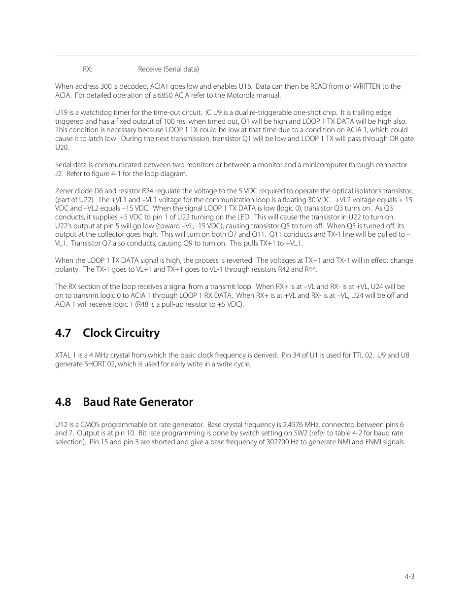 8 baud rate generator, 7 clock circuitry | Fluke Biomedical 960CI-200 User Manual | Page 13 / 25