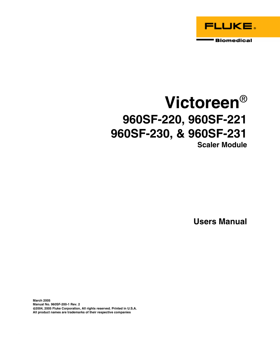 Fluke Biomedical 960SF-220 User Manual | 22 pages