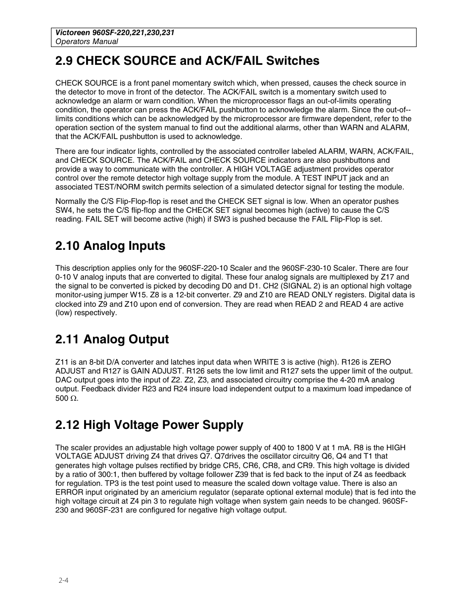 9 check source and ack/fail switches, 10 analog inputs, 11 analog output | 12 high voltage power supply | Fluke Biomedical 960SF-220 User Manual | Page 12 / 22
