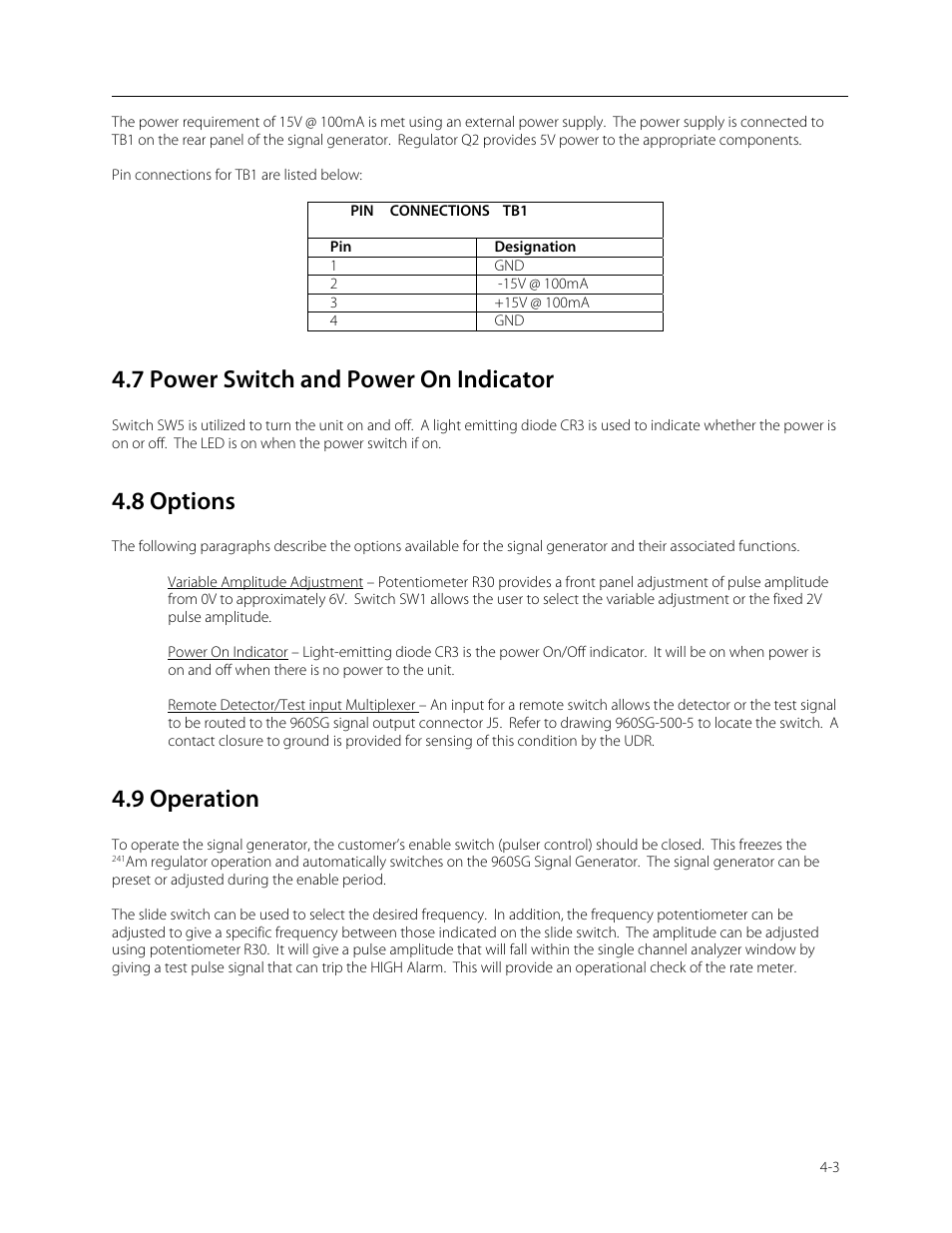 7 power switch and power on indicator, 8 options, 9 operation | Fluke Biomedical 960SG-500 User Manual | Page 13 / 25