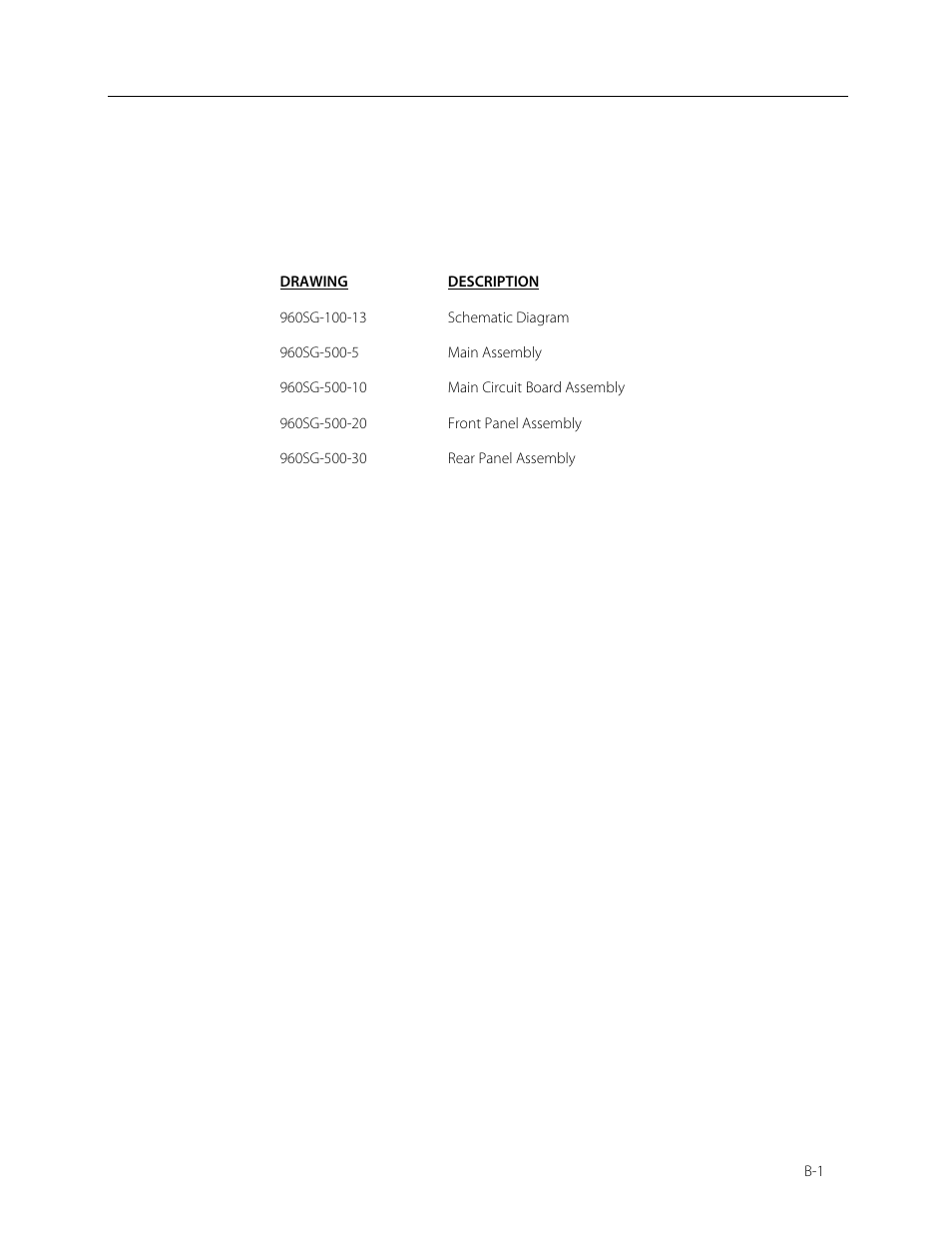 Appendix b, Applicable drawings | Fluke Biomedical 960SG-500 User Manual | Page 22 / 25