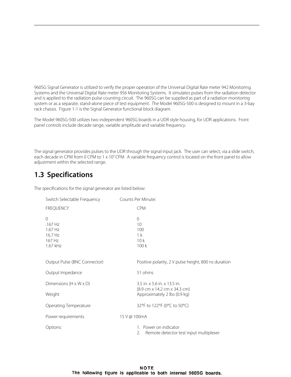 Section 1, Introduction, 1 general description | 2 application, 3 specifications | Fluke Biomedical 960SG-500 User Manual | Page 5 / 25