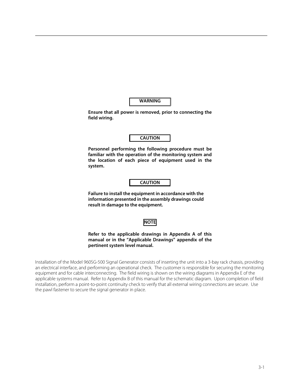 Section 3, Installation, 1 installation | Fluke Biomedical 960SG-500 User Manual | Page 9 / 25