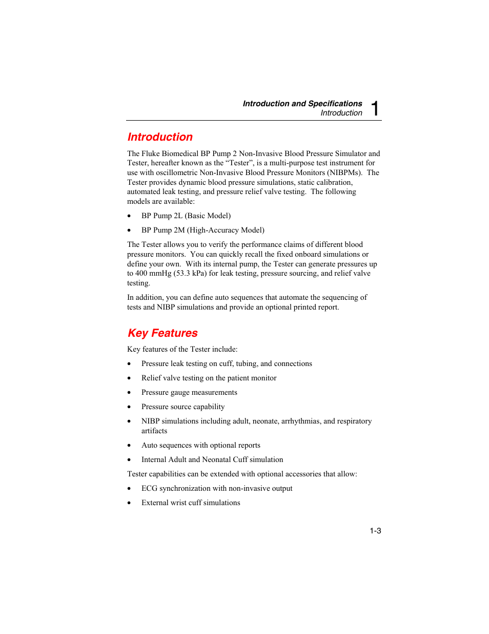 Introduction, Key features | Fluke Biomedical BP Pump 2 User Manual | Page 15 / 82