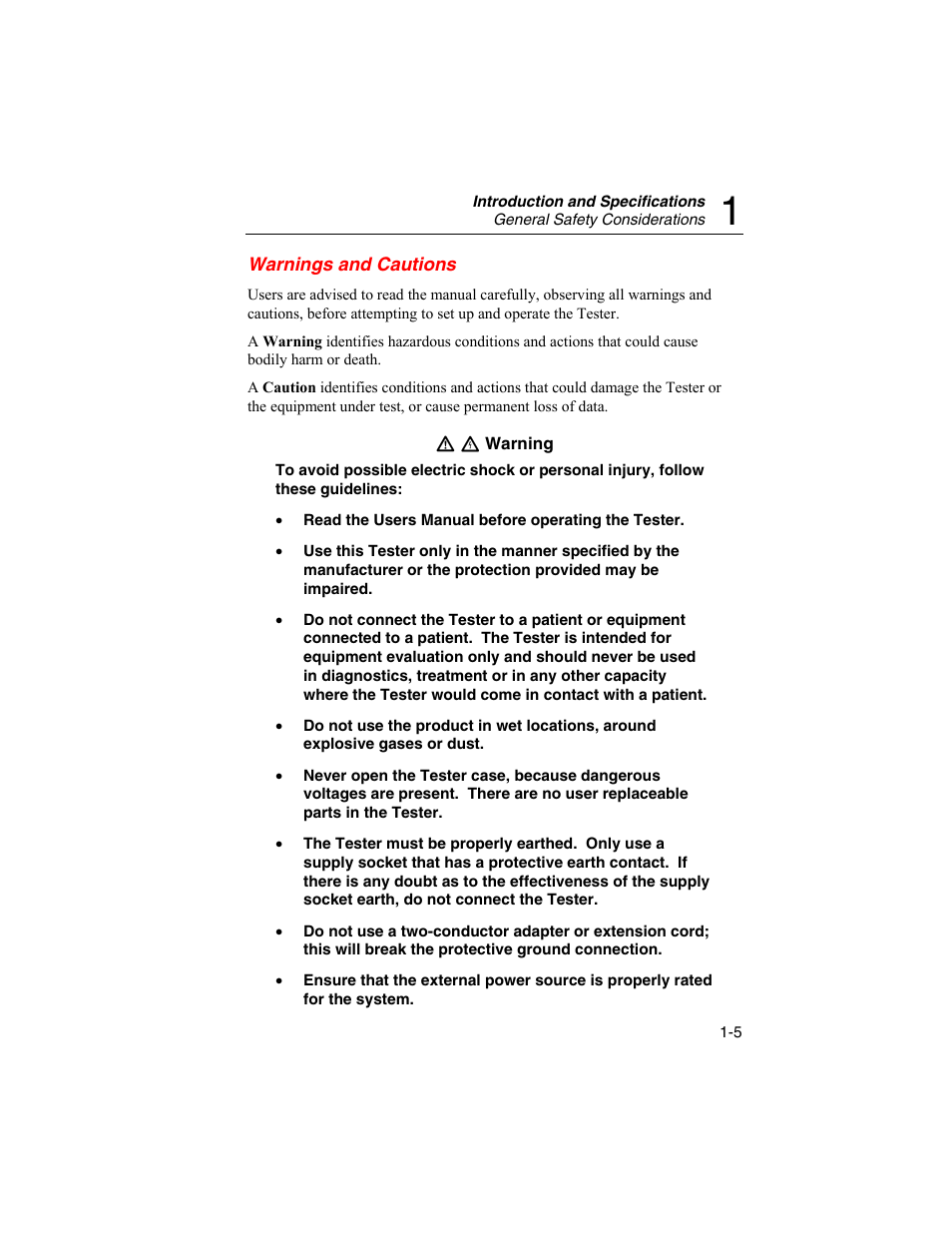 Warnings and cautions | Fluke Biomedical BP Pump 2 User Manual | Page 17 / 82