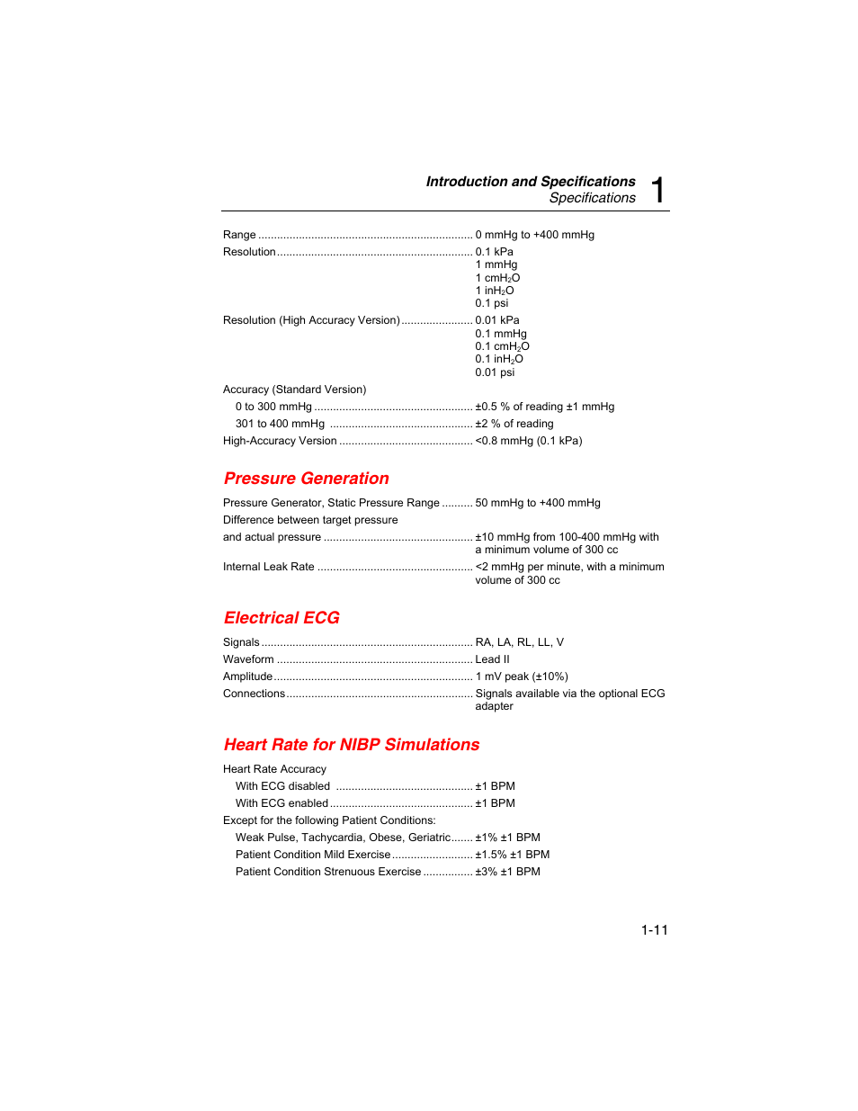 Pressure generation, Electrical ecg, Heart rate for nibp simulations | Fluke Biomedical BP Pump 2 User Manual | Page 23 / 82