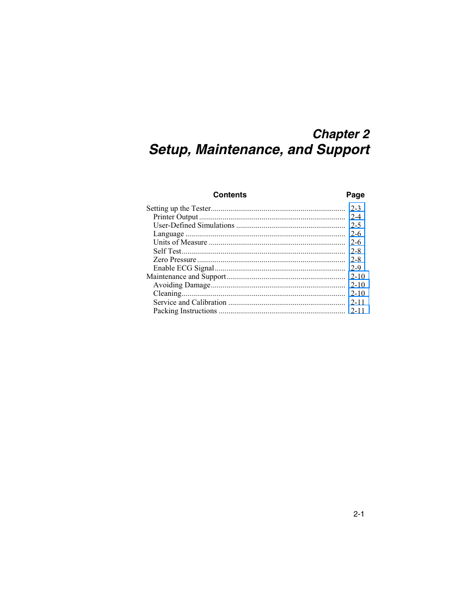 Setup, maintenance, and support, Chapter 2 | Fluke Biomedical BP Pump 2 User Manual | Page 25 / 82
