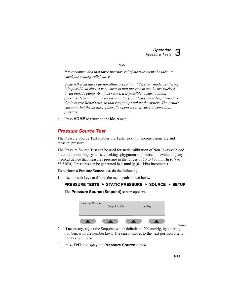 Pressure source test | Fluke Biomedical BP Pump 2 User Manual | Page 47 / 82