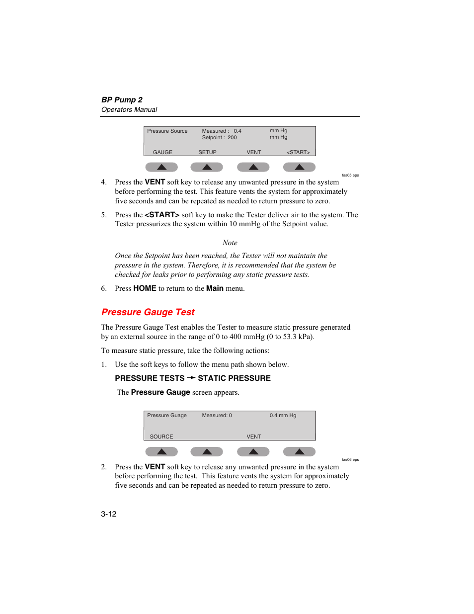 Pressure gauge test | Fluke Biomedical BP Pump 2 User Manual | Page 48 / 82