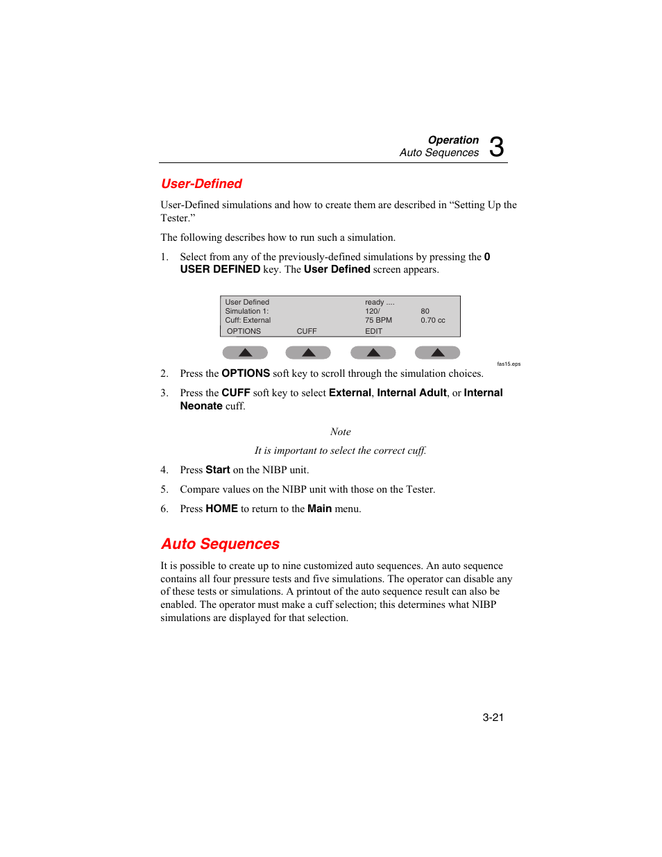 User-defined, Auto sequences | Fluke Biomedical BP Pump 2 User Manual | Page 57 / 82