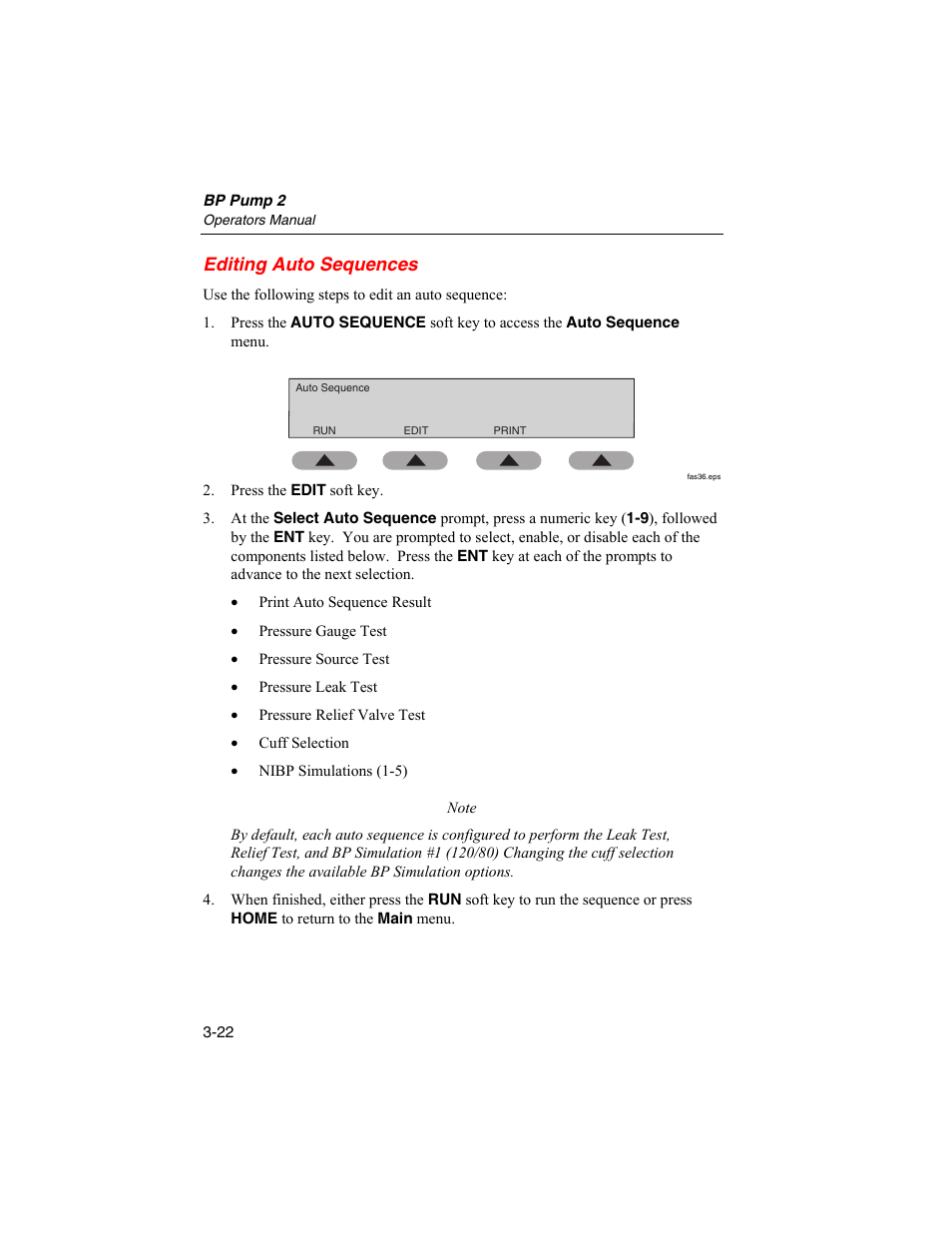 Editing auto sequences | Fluke Biomedical BP Pump 2 User Manual | Page 58 / 82