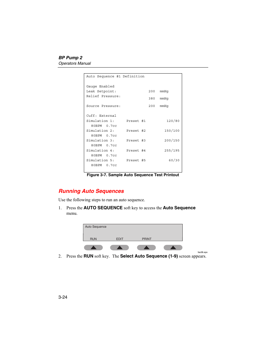 Running auto sequences | Fluke Biomedical BP Pump 2 User Manual | Page 60 / 82