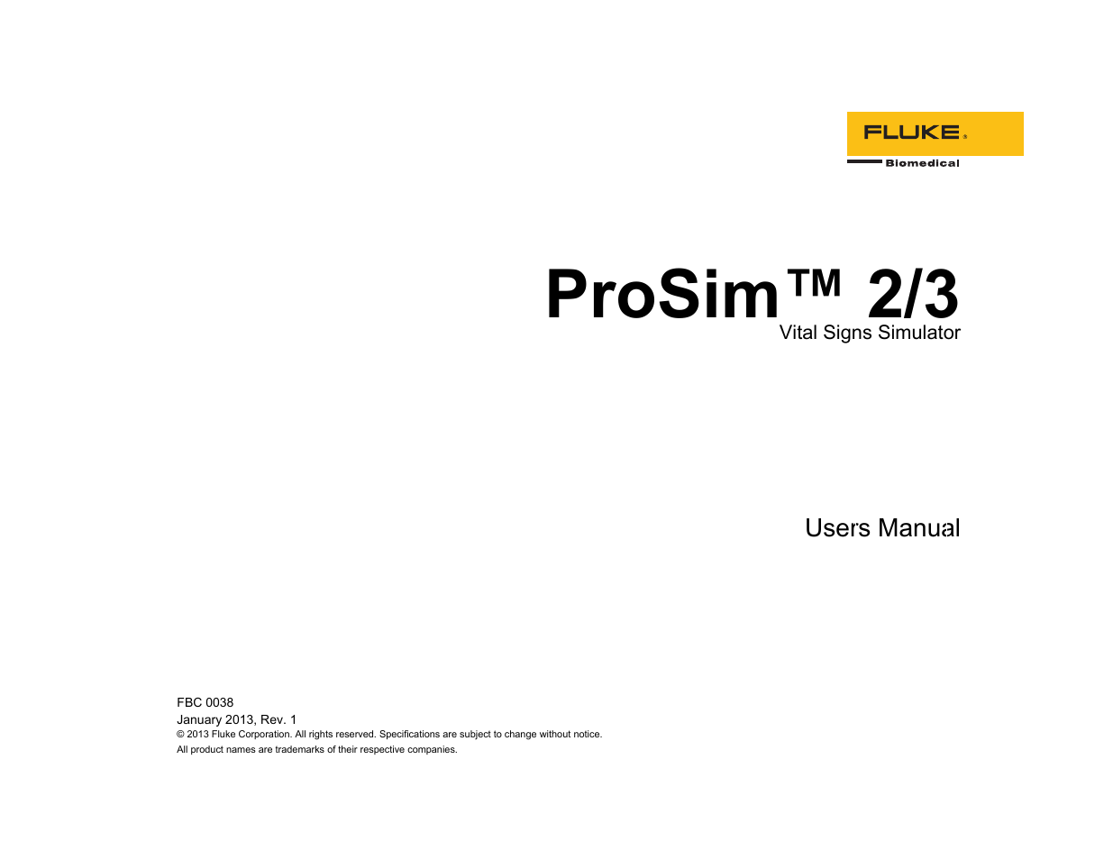 Fluke Biomedical ProSim 2 User Manual | 60 pages