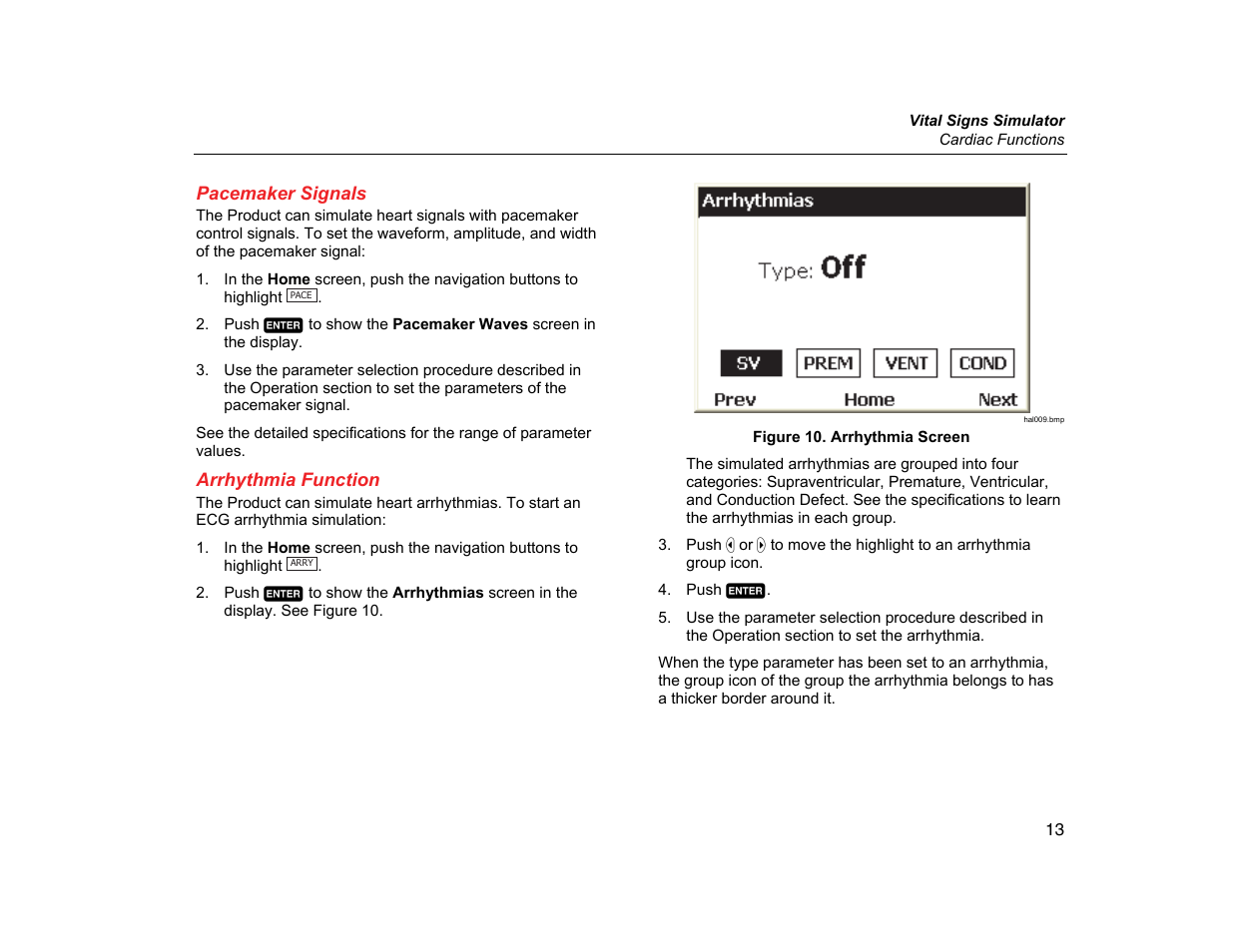 Pacemaker signals, Arrhythmia function | Fluke Biomedical ProSim 2 User Manual | Page 25 / 60