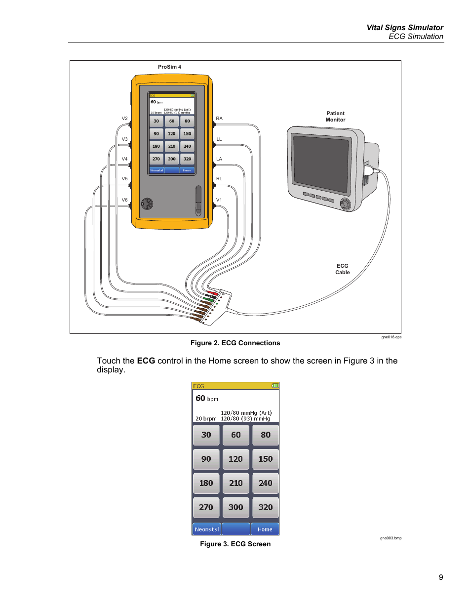 Vital signs simulator ecg simulation | Fluke Biomedical ProSim 4 User Manual | Page 19 / 46