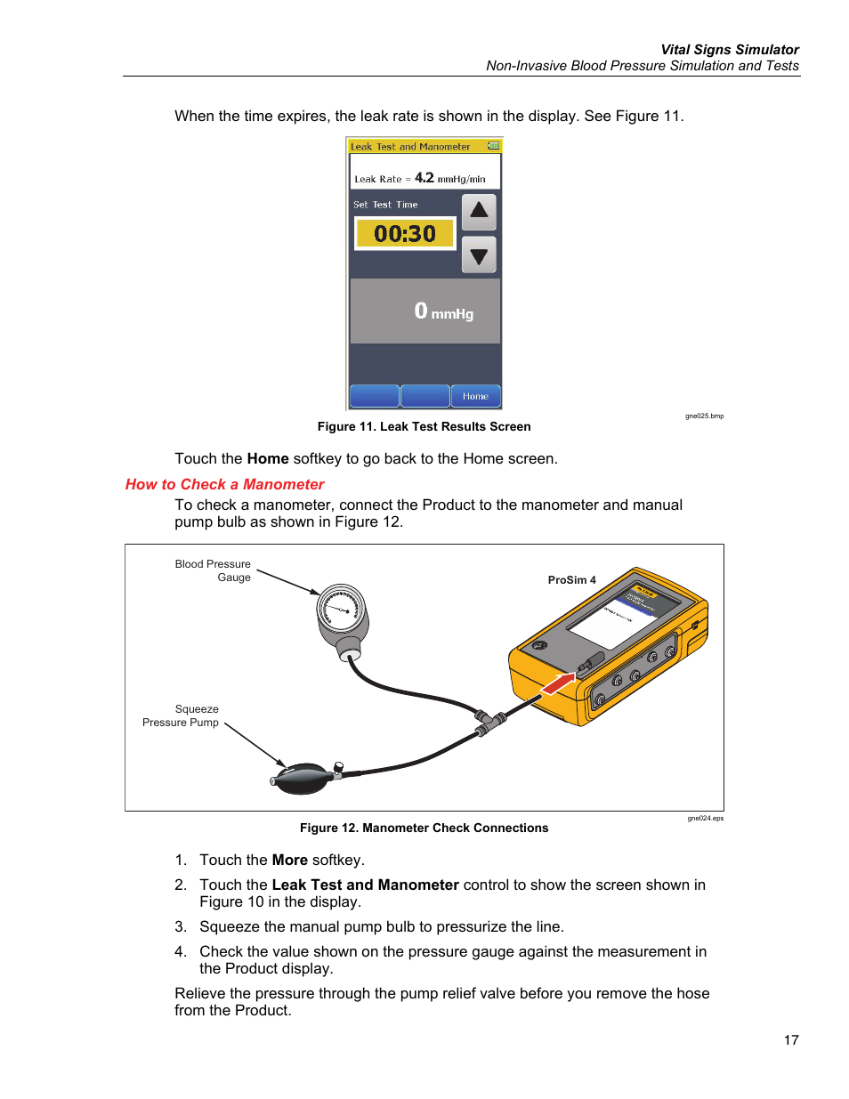 How to check a manometer | Fluke Biomedical ProSim 4 User Manual | Page 27 / 46