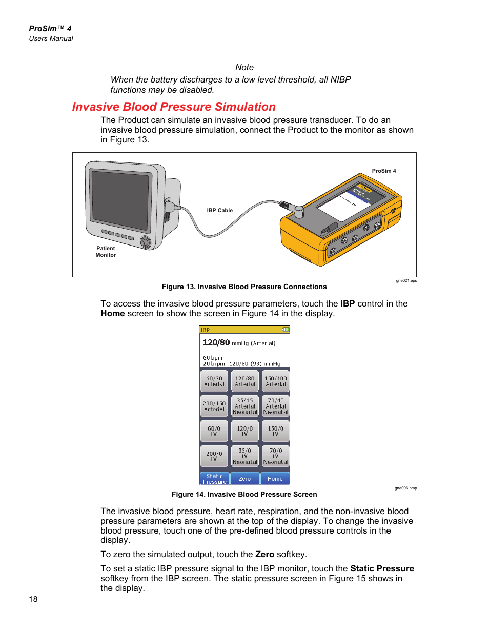 Invasive blood pressure simulation | Fluke Biomedical ProSim 4 User Manual | Page 28 / 46