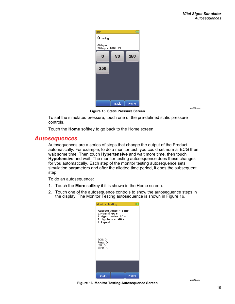 Autosequences | Fluke Biomedical ProSim 4 User Manual | Page 29 / 46