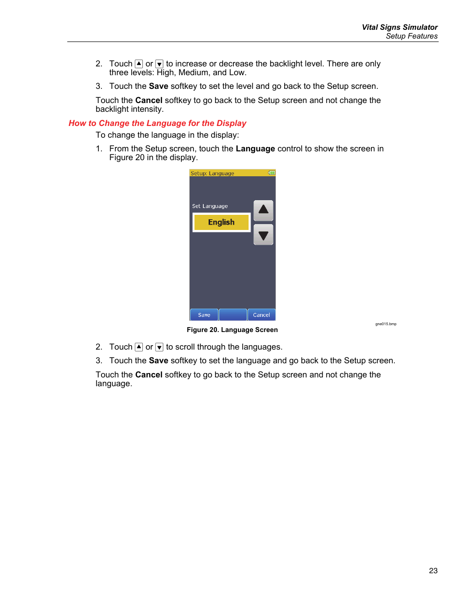 How to change the language for the display | Fluke Biomedical ProSim 4 User Manual | Page 33 / 46