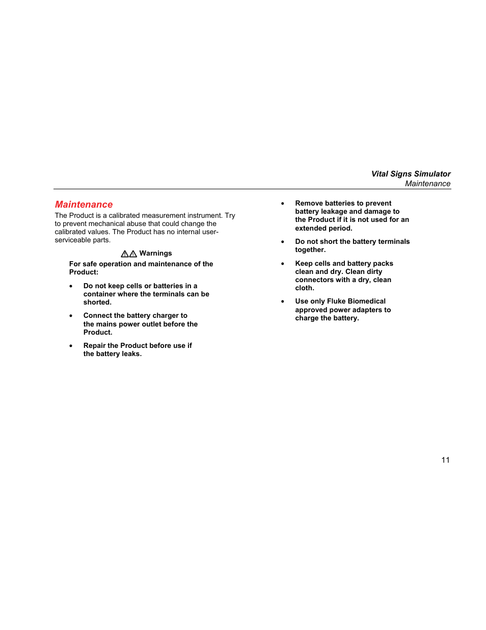 Maintenance | Fluke Biomedical ProSim 4 Getting Started User Manual | Page 23 / 32