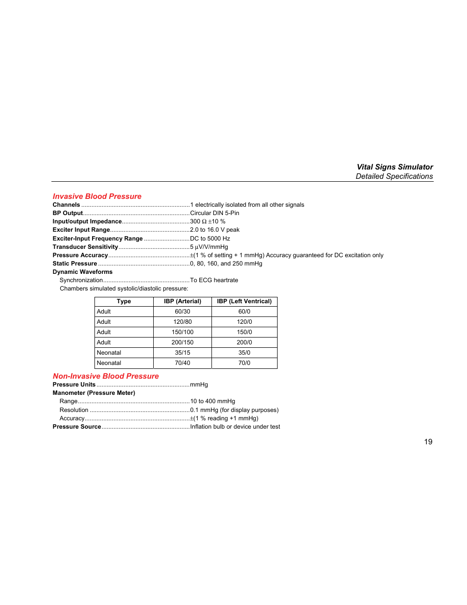 Invasive blood pressure, Non-invasive blood pressure | Fluke Biomedical ProSim 4 Getting Started User Manual | Page 31 / 32