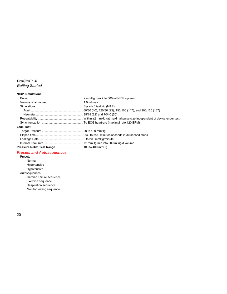 Presets and autosequences | Fluke Biomedical ProSim 4 Getting Started User Manual | Page 32 / 32
