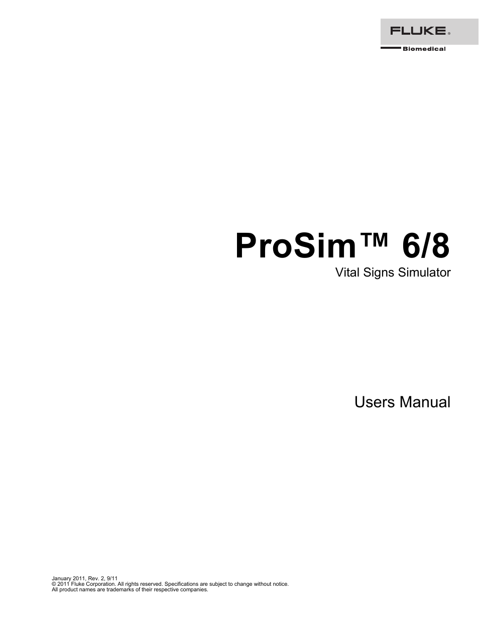 Fluke Biomedical ProSim 6 User Manual | 102 pages
