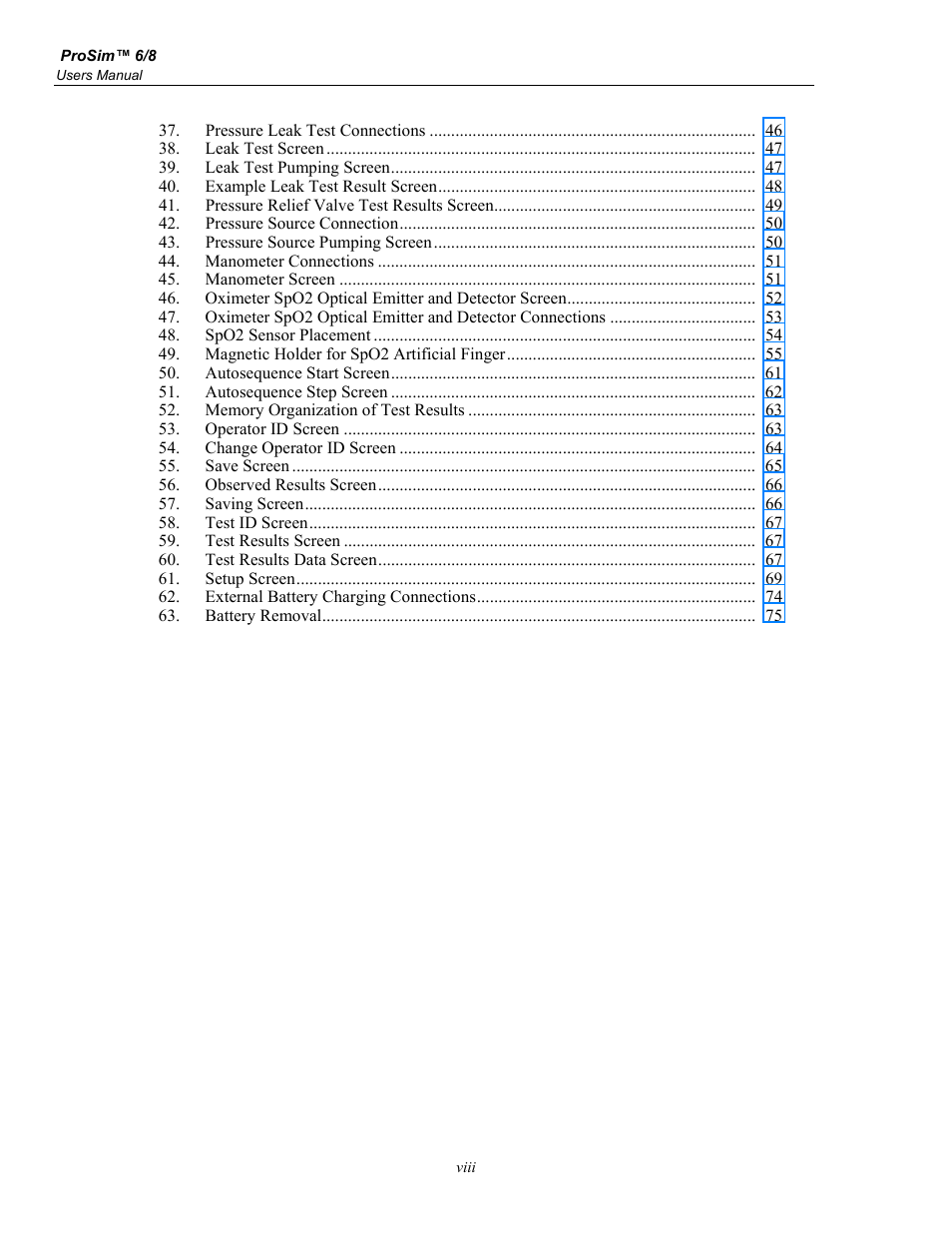 Fluke Biomedical ProSim 6 User Manual | Page 12 / 102