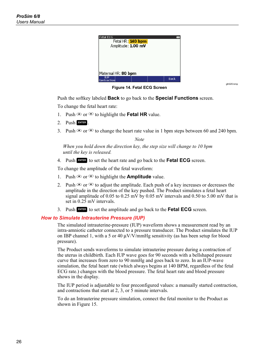How to simulate intrauterine pressure (iup) | Fluke Biomedical ProSim 6 User Manual | Page 38 / 102