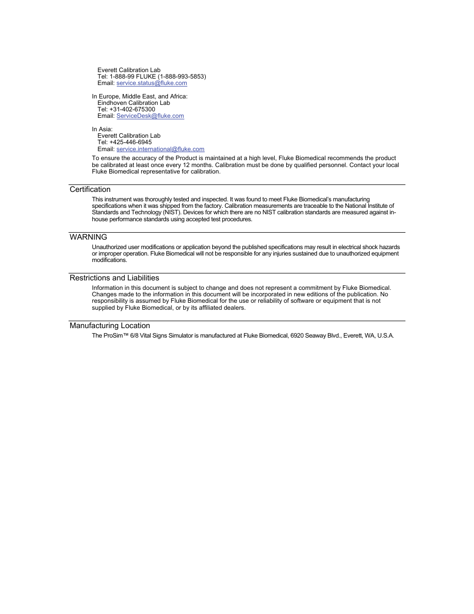 Fluke Biomedical ProSim 6 User Manual | Page 4 / 102