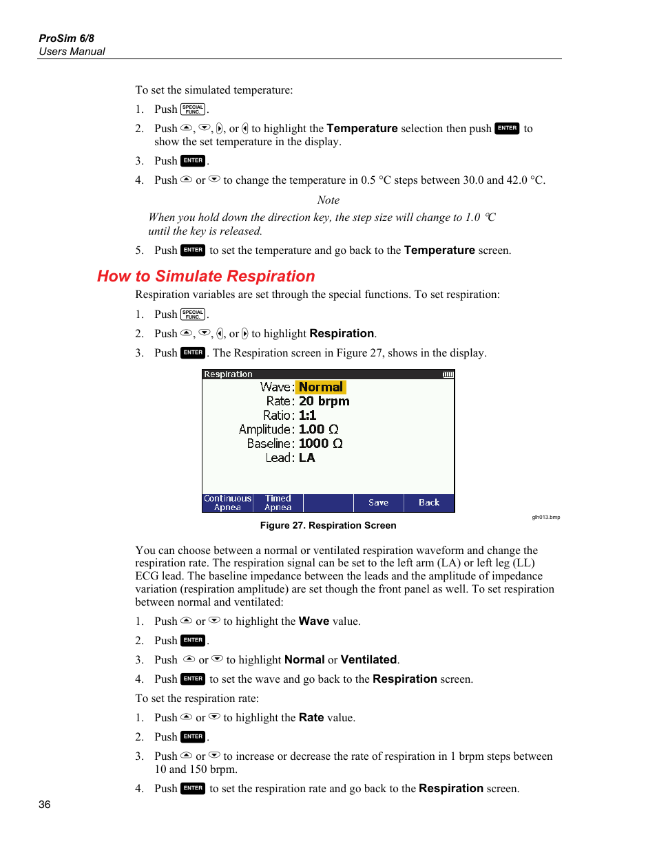 How to simulate respiration | Fluke Biomedical ProSim 6 User Manual | Page 48 / 102