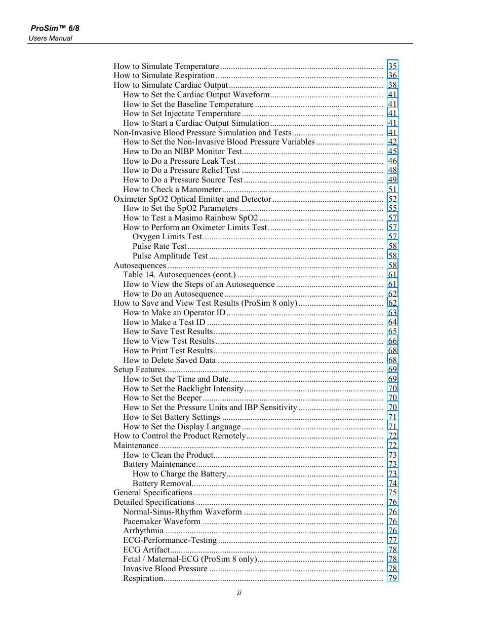 Fluke Biomedical ProSim 6 User Manual | Page 6 / 102