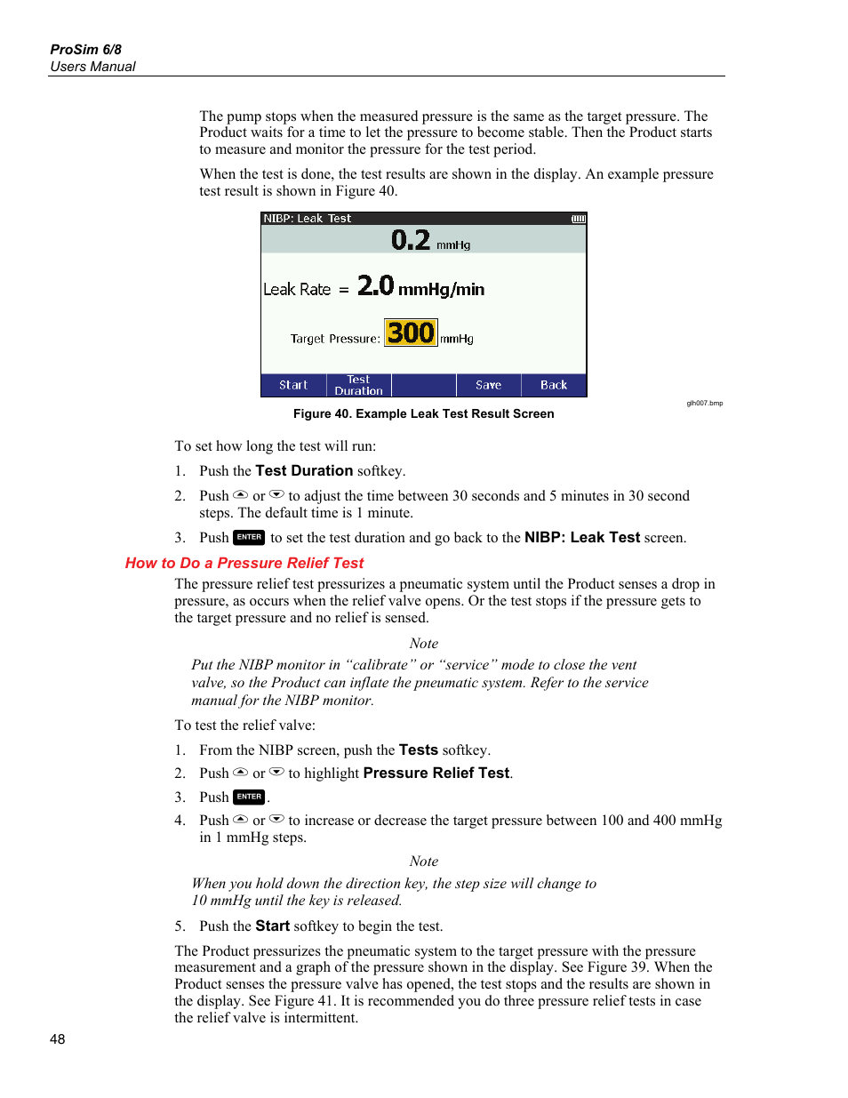 How to do a pressure relief test | Fluke Biomedical ProSim 6 User Manual | Page 60 / 102